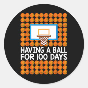 Adesivo Redondo 100 Dias De Bolas De 100 Dias De Basquete Escolar