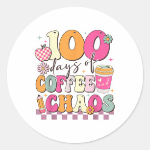 Adesivo Redondo 100 Dias De Café E Caos 100 Dias De Escola