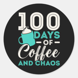 Adesivo Redondo 100 Dias De Café E Caos 100 Dias De Escola