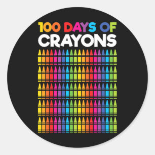 Adesivo Redondo 100 Dias De Crayons Para Meninas 100 Dia De Sc