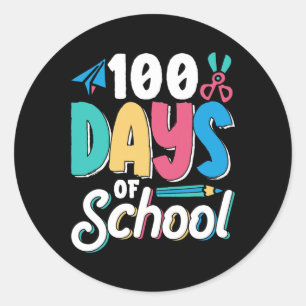 Adesivo Redondo 100 Dias De Crianças Da Classe Cute Escolar