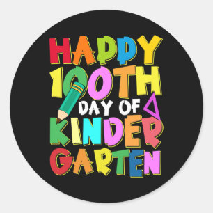Adesivo Redondo 100 Dias De Crianças Do Jardim De Infância 100º Di