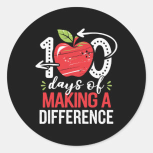 Adesivo Redondo 100 Dias De Diferença De Fazer 100º Dia Da Escola