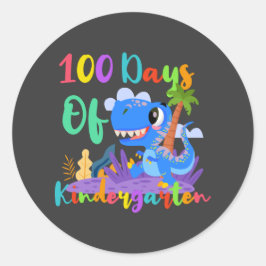 Adesivo Redondo 100 Dias De Dinossaur Sticker, Professora Do Jardi