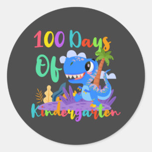 Adesivo Redondo 100 Dias De Dinossaur Sticker, Professora Do Jardi