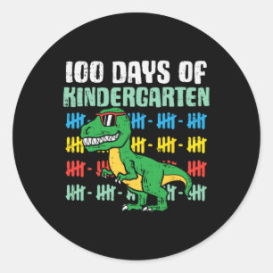 Adesivo Redondo 100 dias de dinossauro do jardim de infância trex