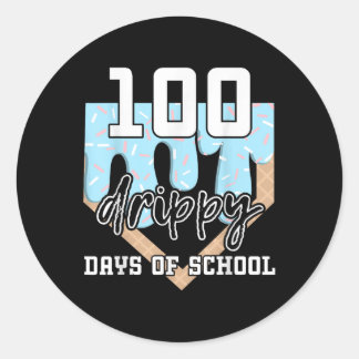 Adesivo Redondo 100 Dias De Disquete Do Sorvete 100º De Baseball E