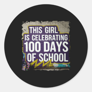 Adesivo Redondo 100 Dias De Engraçado Para Meninas 100 Dias De Ens