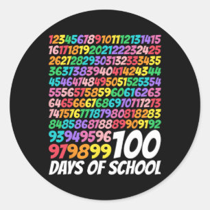 Adesivo Redondo 100 Dias De Escola 100.º Dia De Números De Matemát