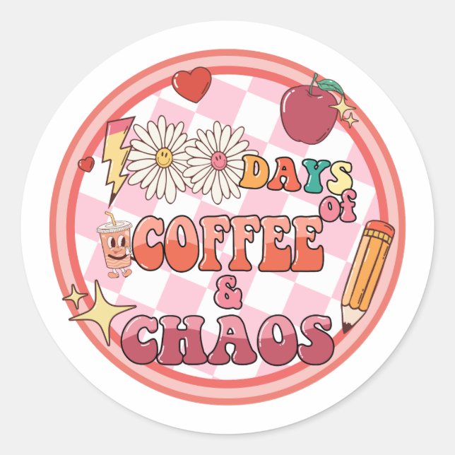 Adesivo Redondo 100 dias de escola centenas de dias 100º rancho (Frente)