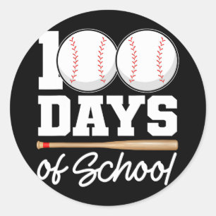 Adesivo Redondo 100 Dias De Escola De Beisebol 100.º Dia De Educaç