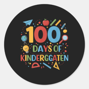 Adesivo Redondo 100 Dias De Escola De Jardim De Infância 100 Dias 
