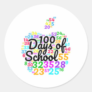 Adesivo Redondo 100 Dias De Escola - Design De Números Na Apple