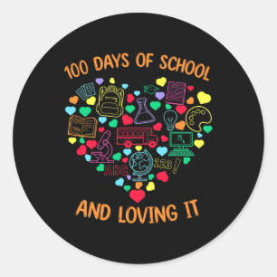 Adesivo Redondo 100 Dias De Escola E Adorando Seu Coração Com Teac