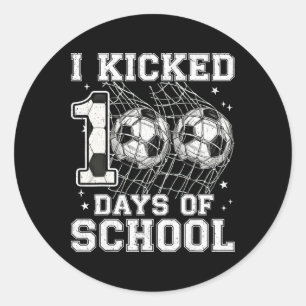 Adesivo Redondo 100 Dias De Escola Eu Chutei Futebol 100º Dia De E