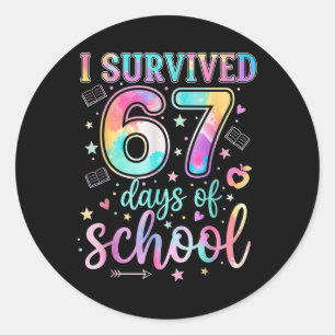 Adesivo Redondo 100 Dias De Escola Eu Sobrevivi 67 Dias De Escola