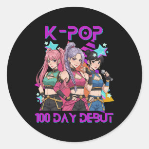 Adesivo Redondo 100 Dias De Escola K Pop 100 Dias Mais Fortes Cria