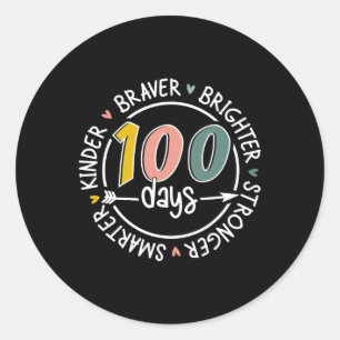 Adesivo Redondo 100 Dias De Escola Mais Inteligente Kinder Brighte