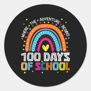 Adesivo Redondo 100 Dias De Escola Onde A Aventura Começa