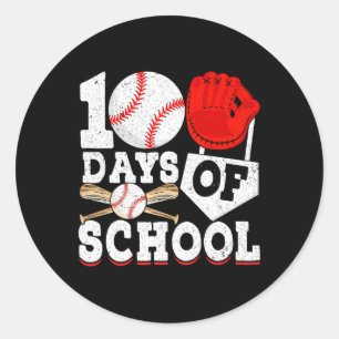 Adesivo Redondo 100 Dias De Escola Para Meninos Baseball 100th Da