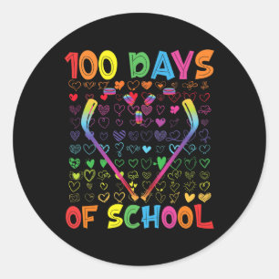 Adesivo Redondo 100 Dias De Escola Paus De Hóquei No Gelo Meninos