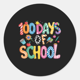 Adesivo Redondo 100 Dias De Escola Preppy Coquette Laço 100 Dias S