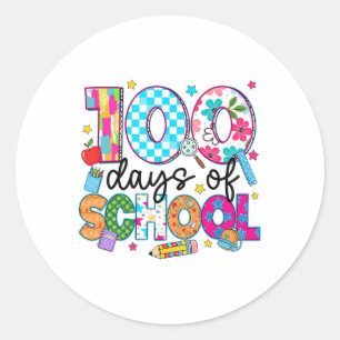Adesivo Redondo 100 Dias De Escola Professora Menina Criança 100º 