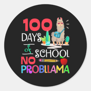 Adesivo Redondo 100 Dias De Escola Sem Problema Llama Llama Llama