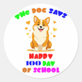 Adesivo Redondo 100 dias de escola: uma celebração pawsome com a n
