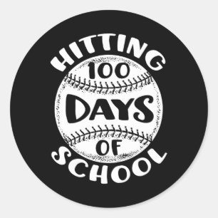 Adesivo Redondo 100 Dias De Estudante De Jogador De Beisebol Escol