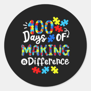 Adesivo Redondo 100 Dias De Fazer De Diferença De Autismo Escolar