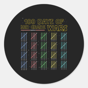 Adesivo Redondo 100 Dias De Guerra Do 3º Ano 100º Dia Da Escola