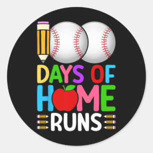 Adesivo Redondo 100 Dias De Home Runs Bysebyll 100º Dia De Escola