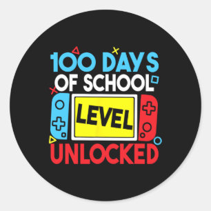 Adesivo Redondo 100 Dias De Jogos Desbloqueados No Nível Escolar 1