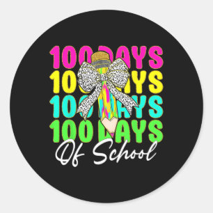 Adesivo Redondo 100 Dias De Lápis De Arco De Coquete Escolar 100 D