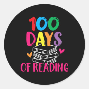 Adesivo Redondo 100 Dias De Livros De Leitura Em Inglês Para Profe