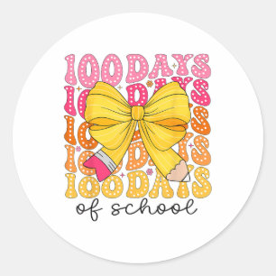 Adesivo Redondo 100 Dias De Meninas Arcos De Lápis Escolares