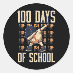 Adesivo Redondo 100 Dias De Meninos De 100 Dias De Basebol Escolar