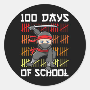 Adesivo Redondo 100 Dias De Ninja Escolar Para Crianças Arte Marci