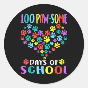 Adesivo Redondo 100 Dias De Pata-Algum De Cachorro Escolar 100º Di