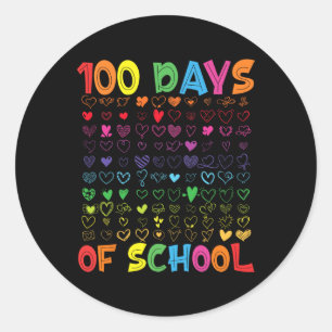 Adesivo Redondo 100 Dias De Professora Crianças De Ensino Menino 1