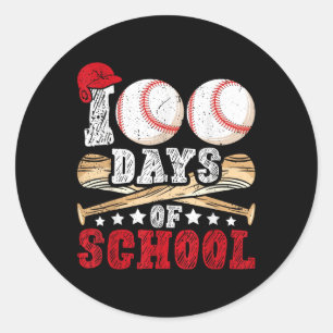 Adesivo Redondo 100 Dias De Professora De Beisebol Escolar