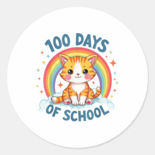Adesivo Redondo 100 Dias De Professora De Gatos Na Escola 100 Dias