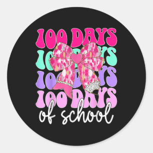 Adesivo Redondo 100 Dias De Professora De Raparigas Escolares 100.