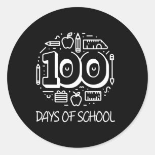 Adesivo Redondo 100 Dias De Professores Clicais De Chalk Na Escola