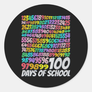 Adesivo Redondo 100 Dias De Professores Coloridos Do Arco-Íris G