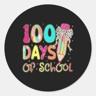 Adesivo Redondo 100 Dias De Professores Do Arco De Lápis De Coquet