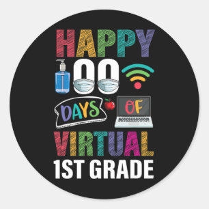 Adesivo Redondo 100 Dias De Professores Do Nível Virtual De 1rua