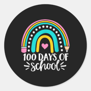 Adesivo Redondo 100 Dias De Roupa Escolar Para Crianças, Meninas, 