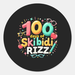 Adesivo Redondo 100 Dias De Skibidi Rizz 100º Dia De Crianças Esco
